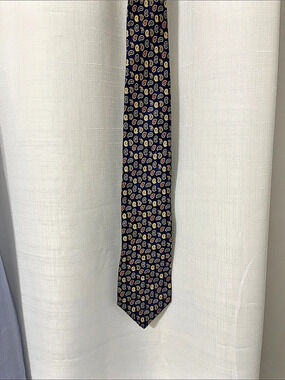 XMI Paisley Silk Tie in Blue & Gold Like New